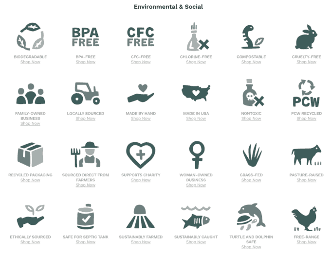 A screenshot of the environmental and social stance of thrive market