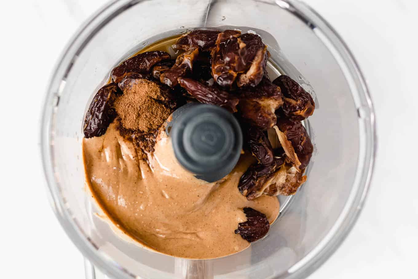 dates and peanut butter in a food processor