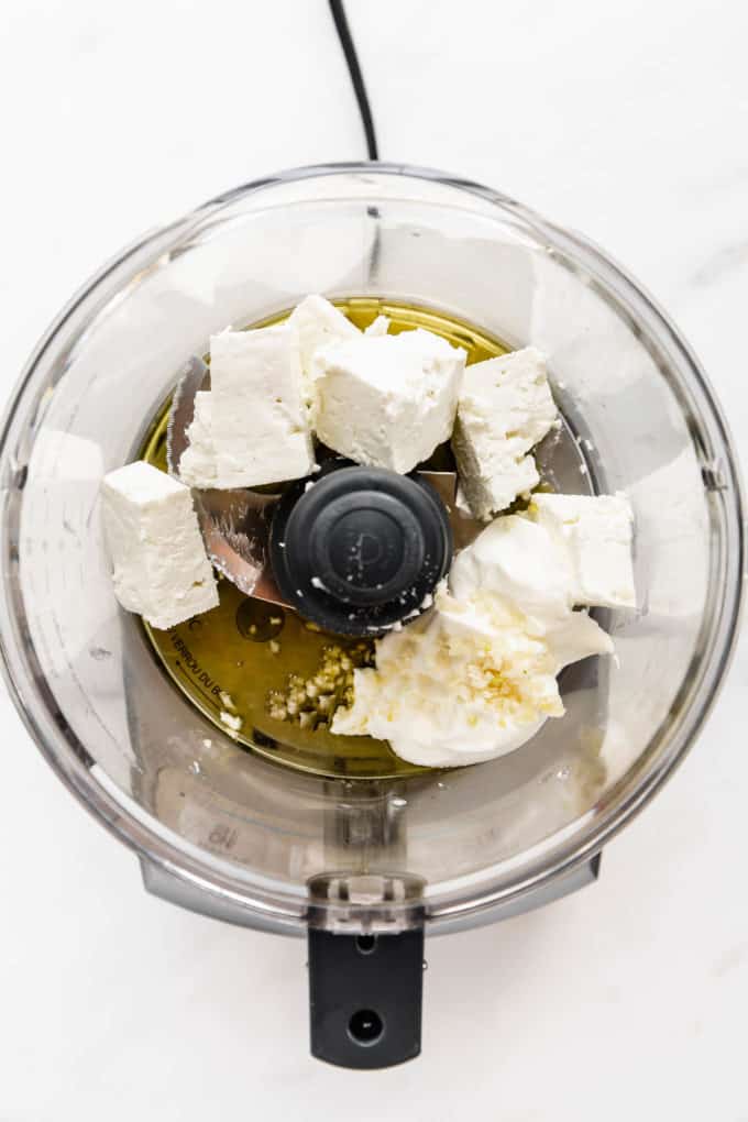 feat, yogurt, olive oil and garlic in a food processor