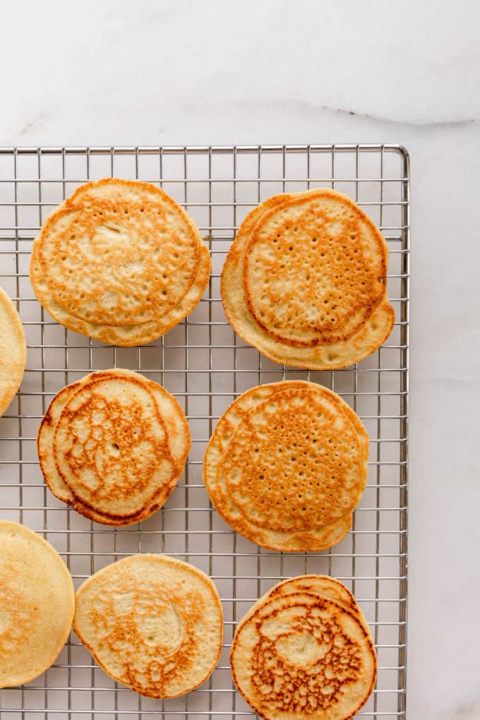 Almond flour pancakes on a cooling rack