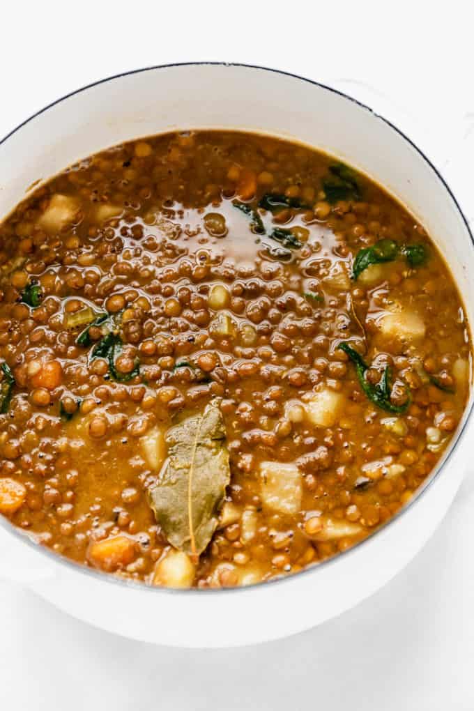 A pot of lentil stew