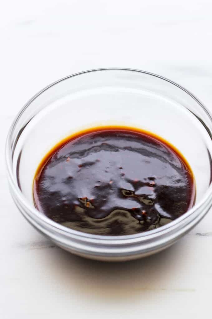 General Tso's sauce in a clear bowl