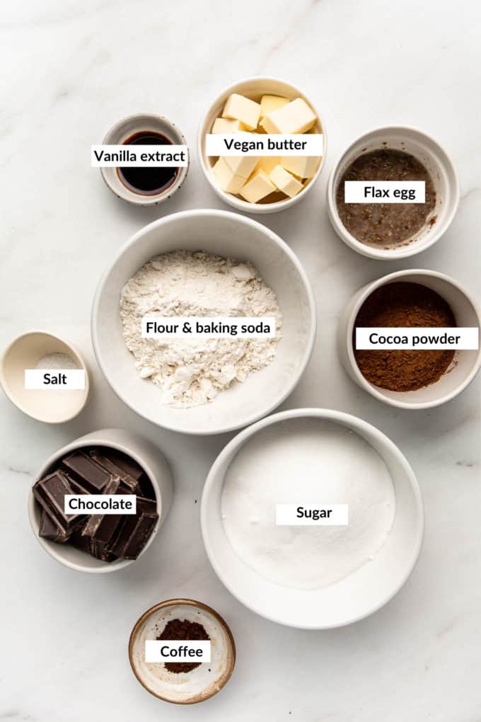 Ingredients for vegan brownies