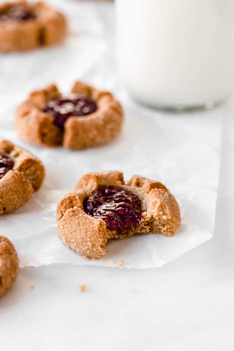 Peanut Butter And Jelly Thumbprint Cookies - Choosing Chia