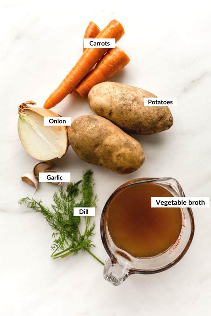 ingredients to make vegan potato soup