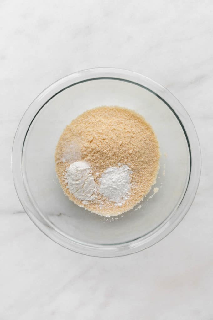almond flour, baking powder, tapioca starch and salt in a clear mixing bowl