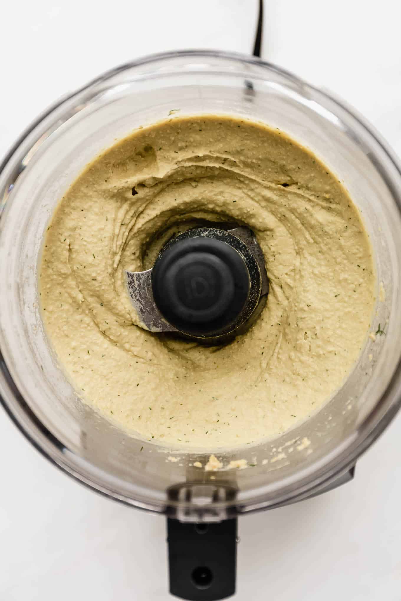 dill pickle hummus in a food processor