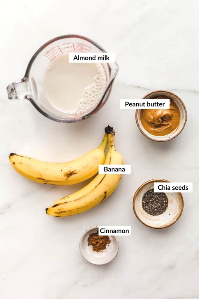 Peanut butter banana smoothie ingredients