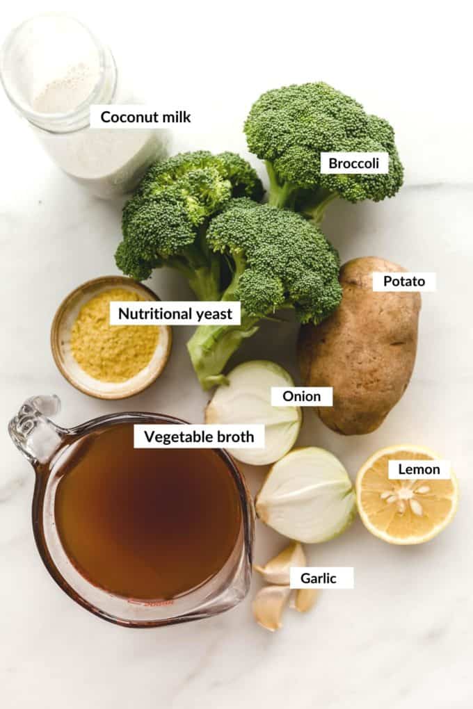 Vegan broccoli soup ingredients