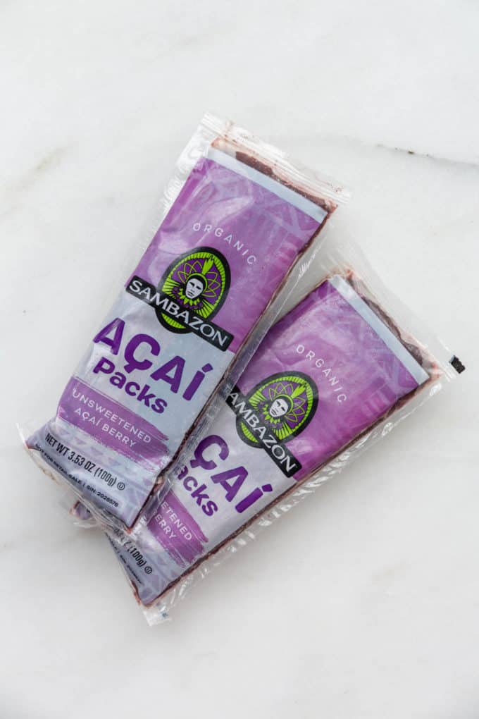 Two packs of frozen Acai