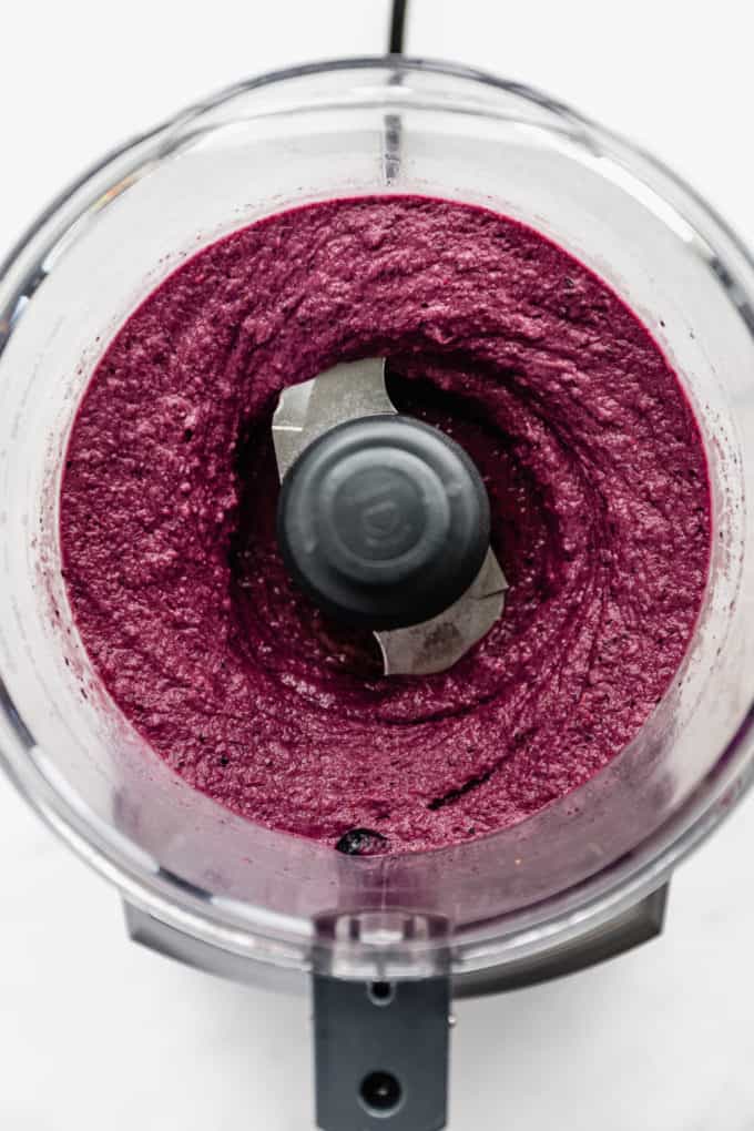 Blended acai in a food processor