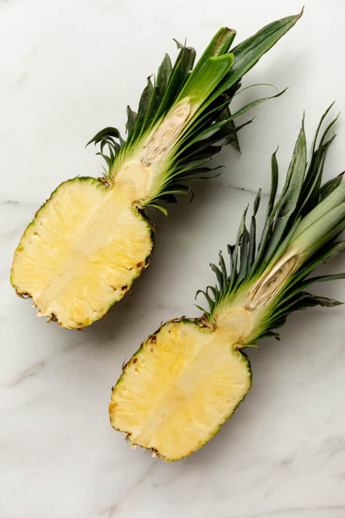 a pineapple cut in half