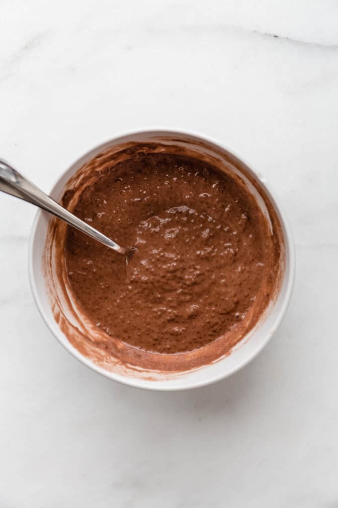 A bowl of chocolate chia pudding