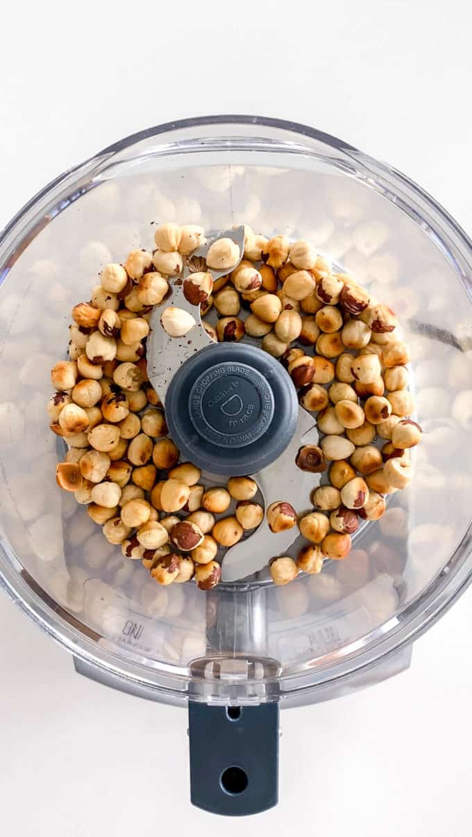hazelnuts in a food processor