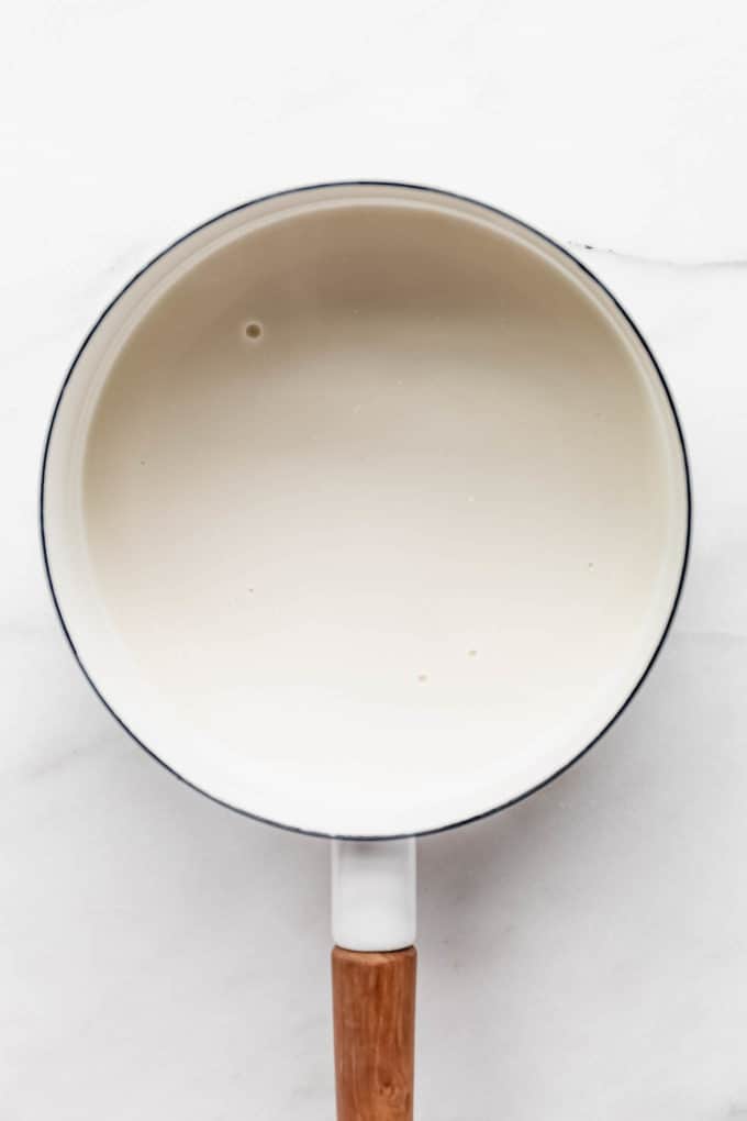 coconut milk in a white pot