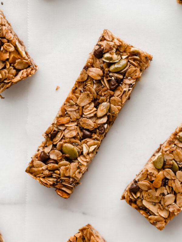 a muesli bar on parchment paper