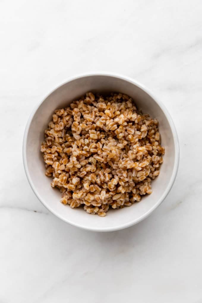 cooked farro in a bowl