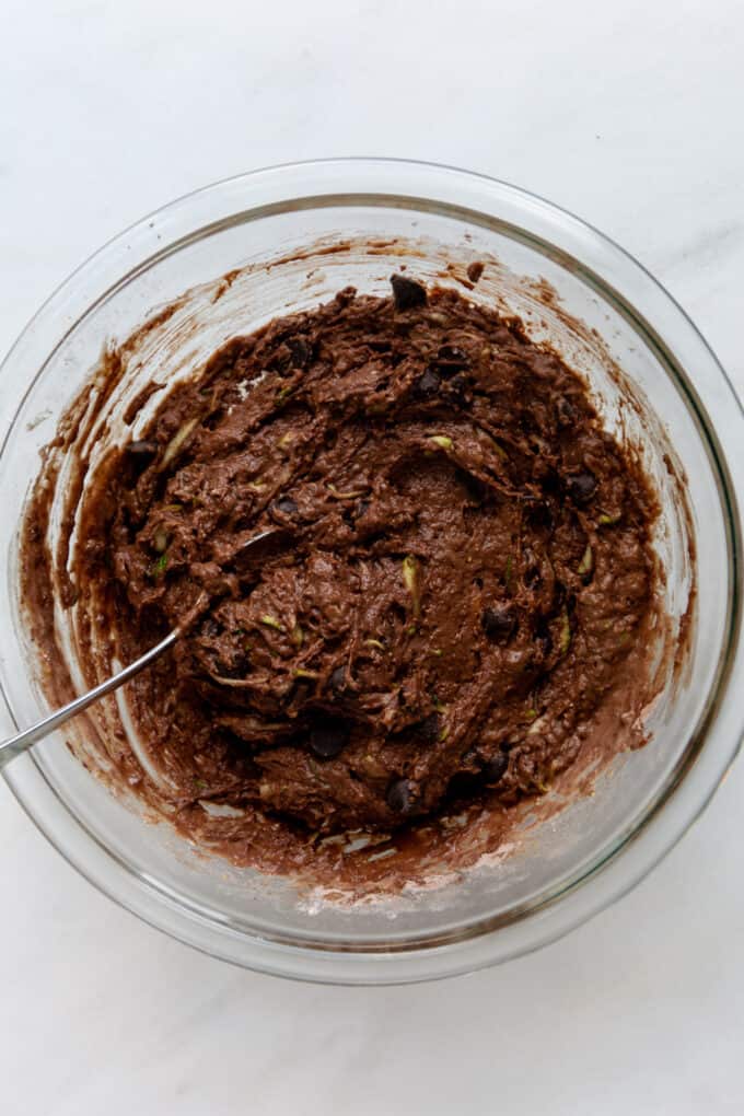 chocolate zucchini muffin batter with