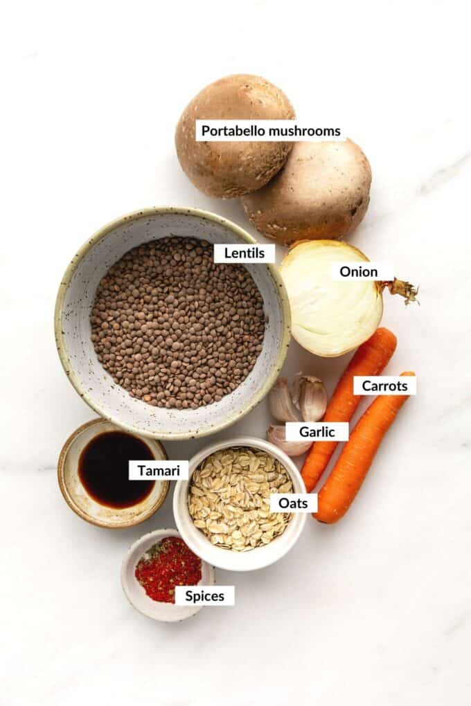 ingredients to make lentil burgers