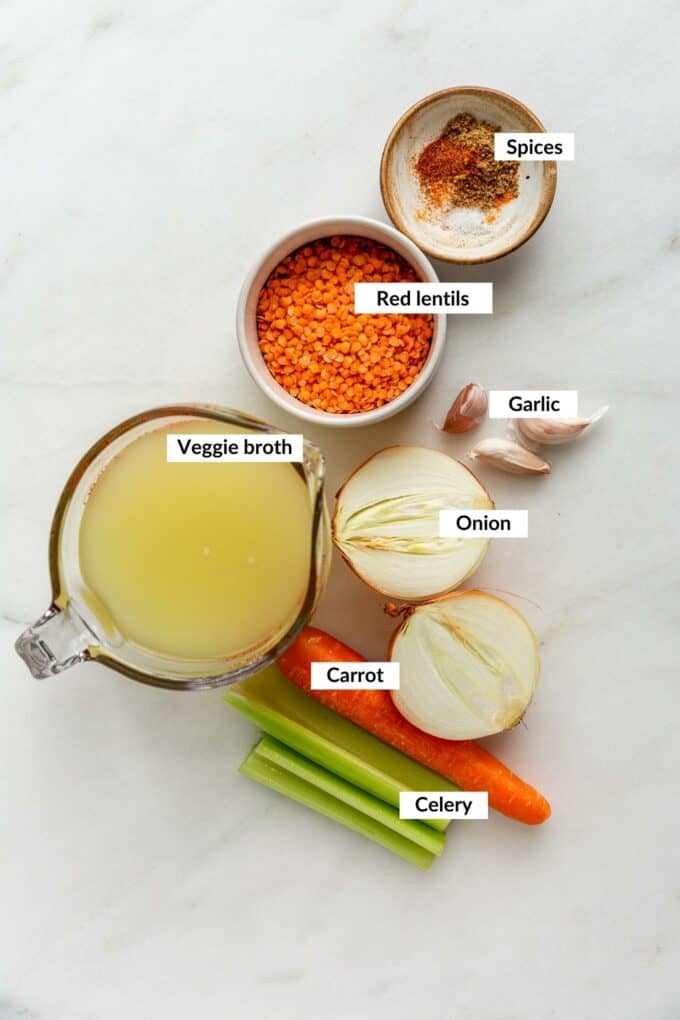 ingredients for red lentil soup