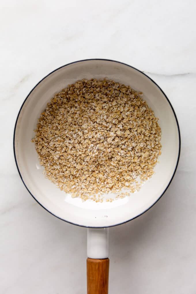 oats in a white pot
