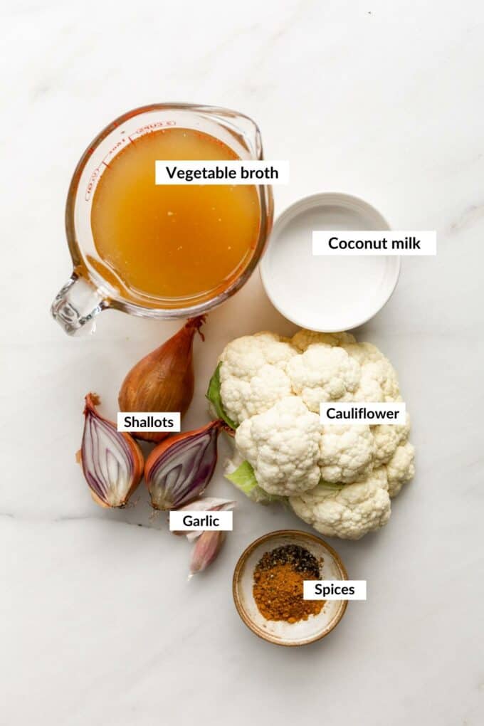 ingredients for curried cauliflower soup