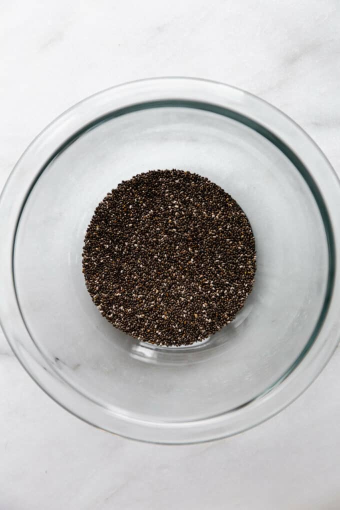 chia seeds in a mixing bowl
