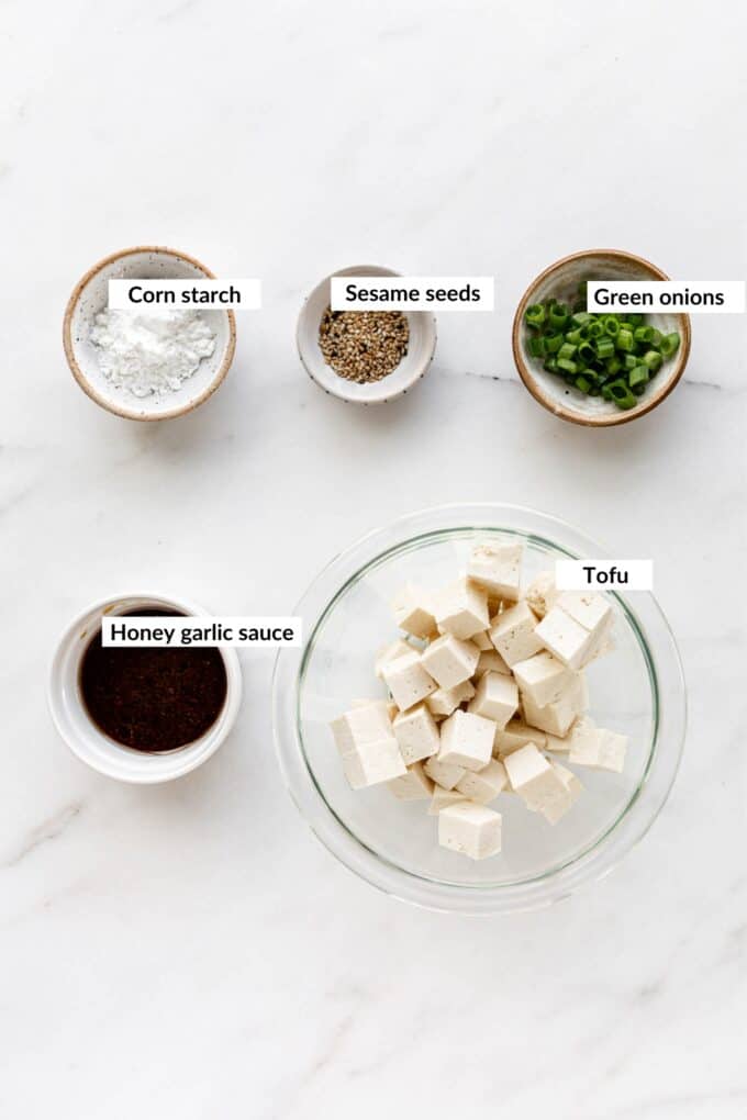 ingredients for honey garlic tofu