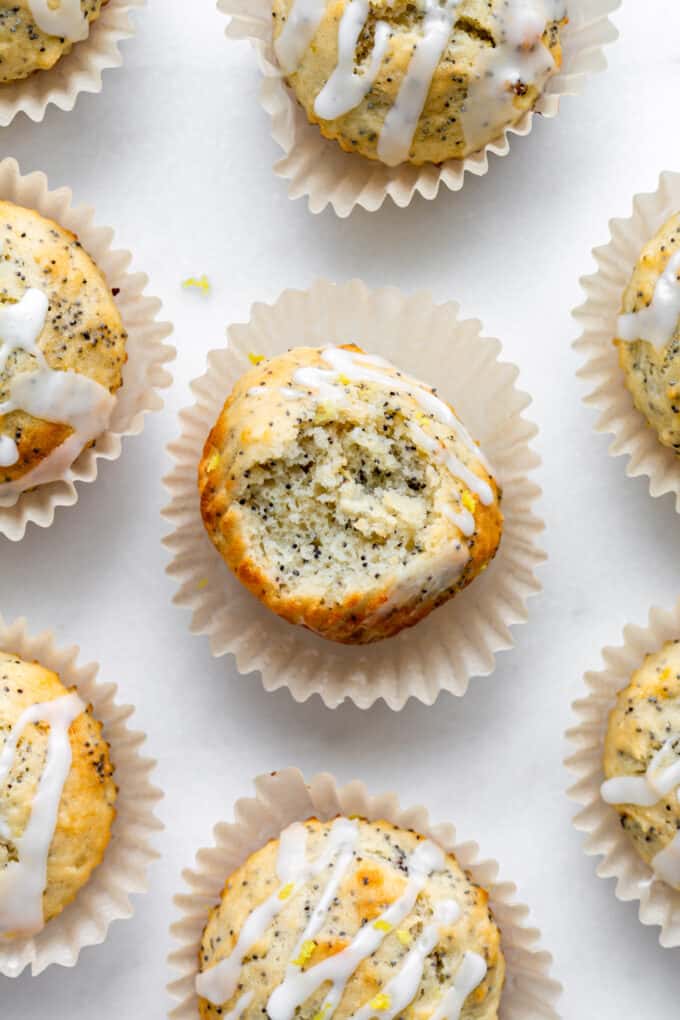 lemon poppy seed muffins with lemon glaze