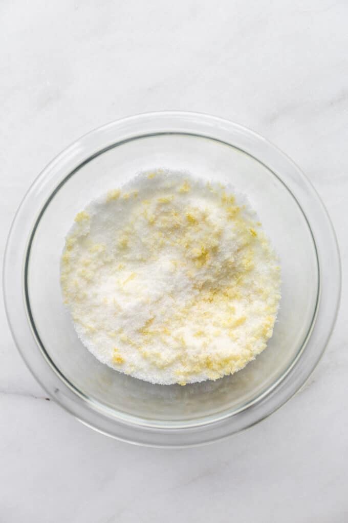sugar and lemon zest in a bowl