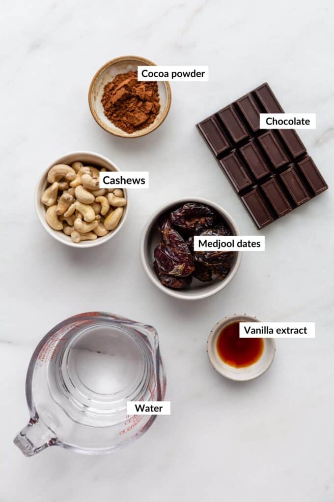 ingredients for vegan chocolate pudding
