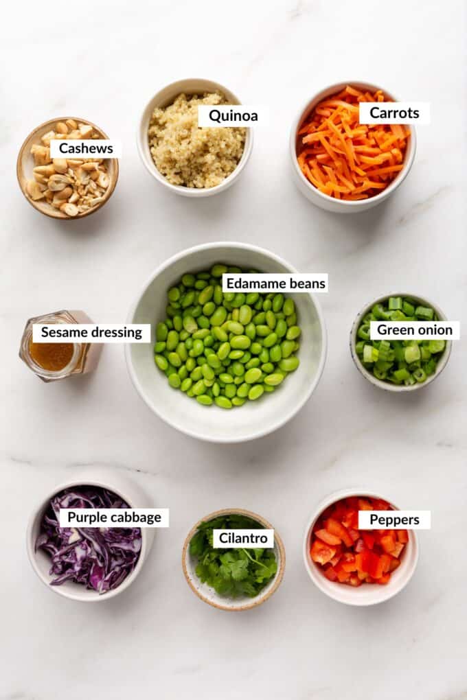 Ingredients for edamame salad