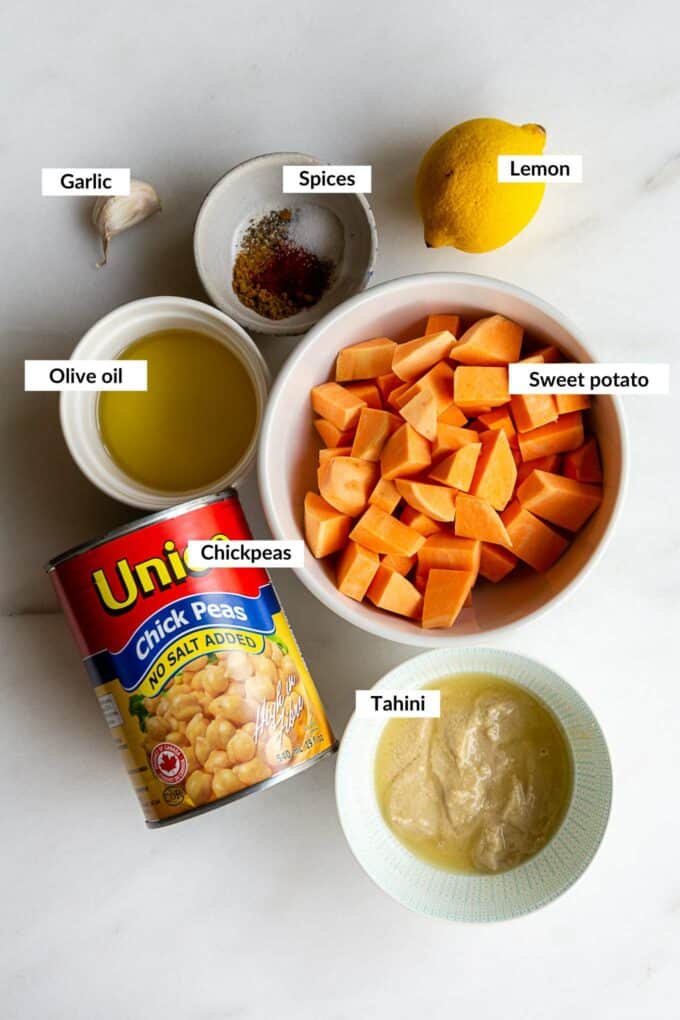 ingredients for sweet potato hummus
