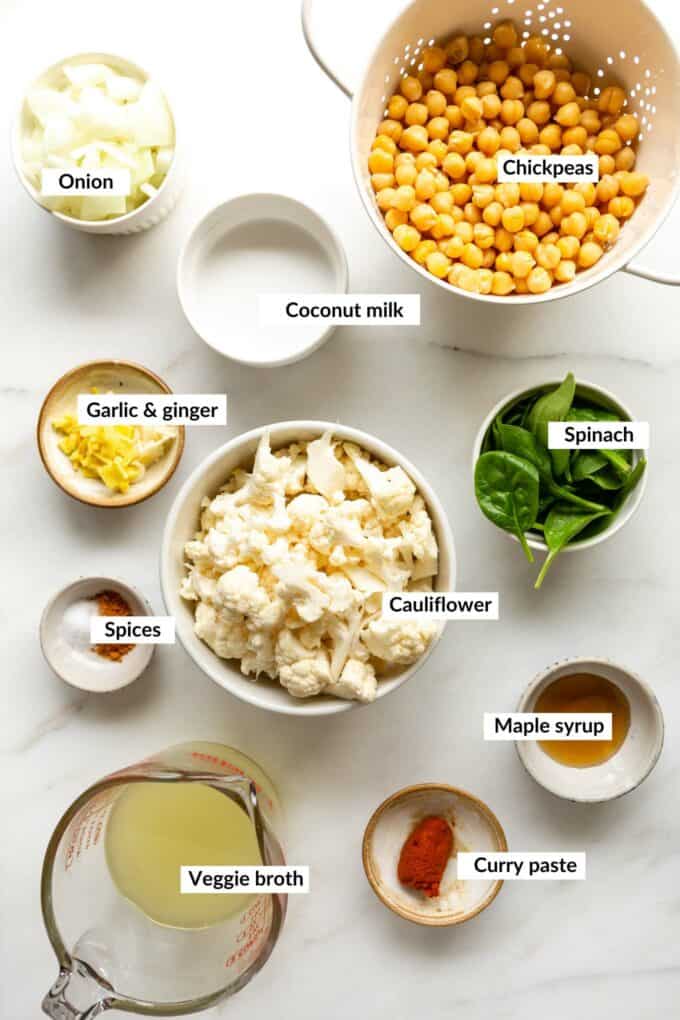 ingredients for cauliflower curry