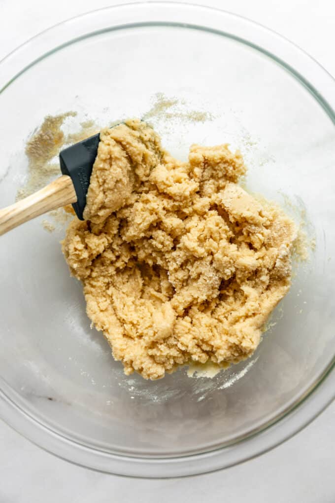 almond flour dough in a mixing bowl