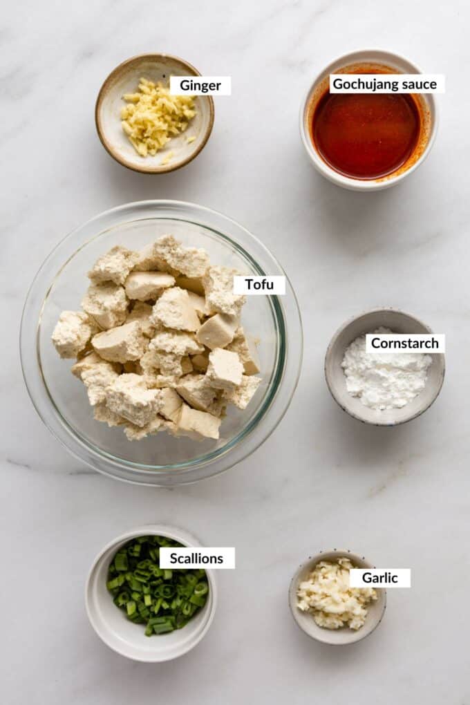 Ingredients for gochujang tofu