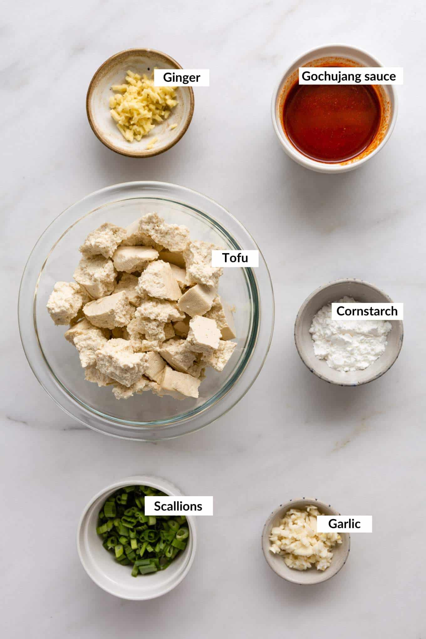 Ingredients for gochujang tofu