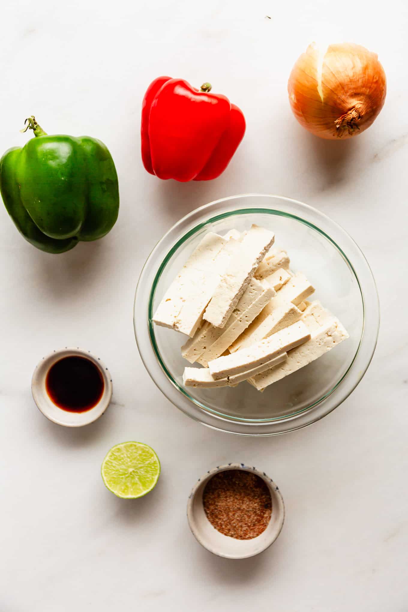 ingredients to make tofu fajitas