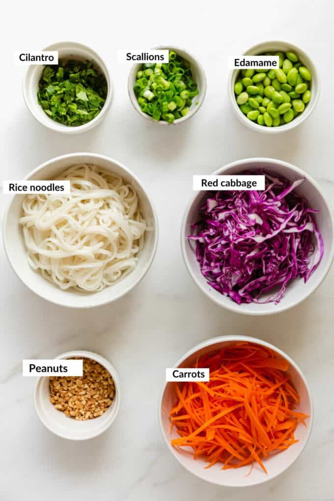 Ingredients to make Thai noodle salad