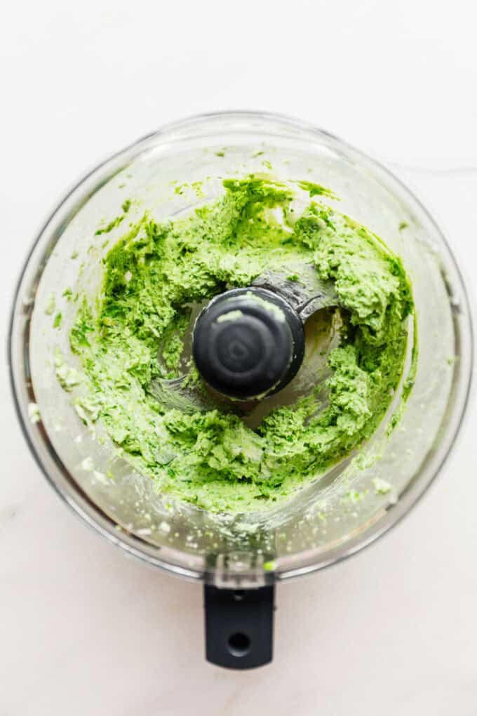 whipped ricotta and peas in a food processor