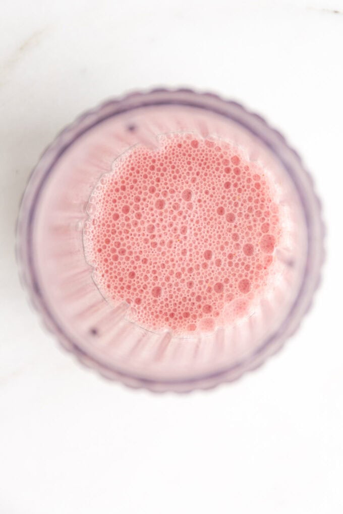 strawberry milk in a blender