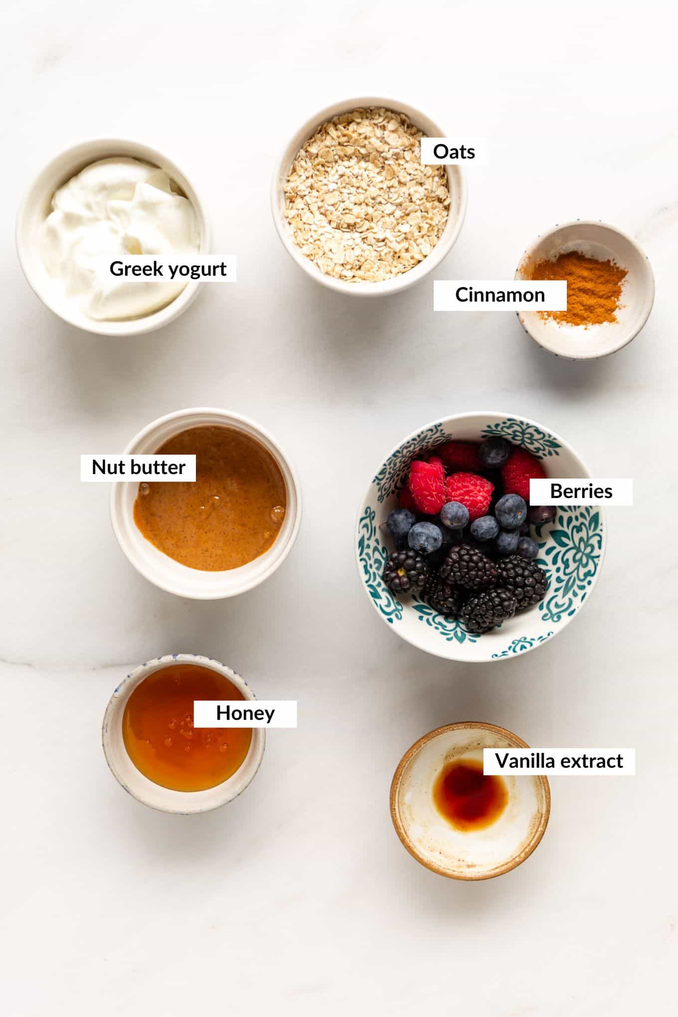 ingredients to make frozen yogurt granola cups