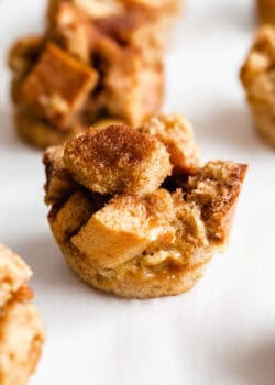 a french toast muffin topped with cinnamon sugar