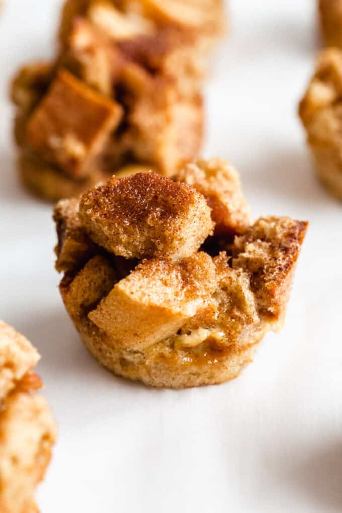 a french toast muffin topped with cinnamon sugar