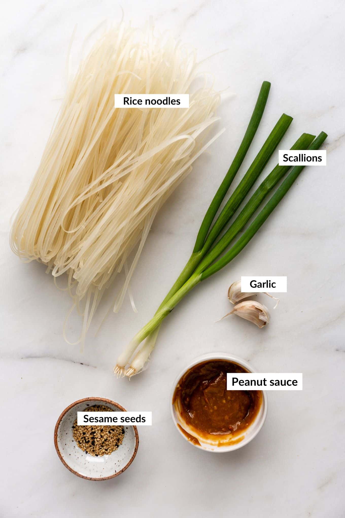 Ingredients to make peanut butter noodles