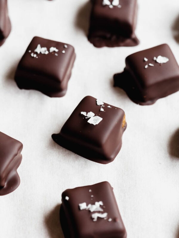 Date caramels topped with maldon sea salt.