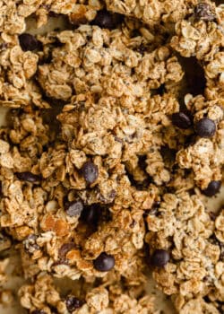 cookie dough granola clusters with chocolate chips.