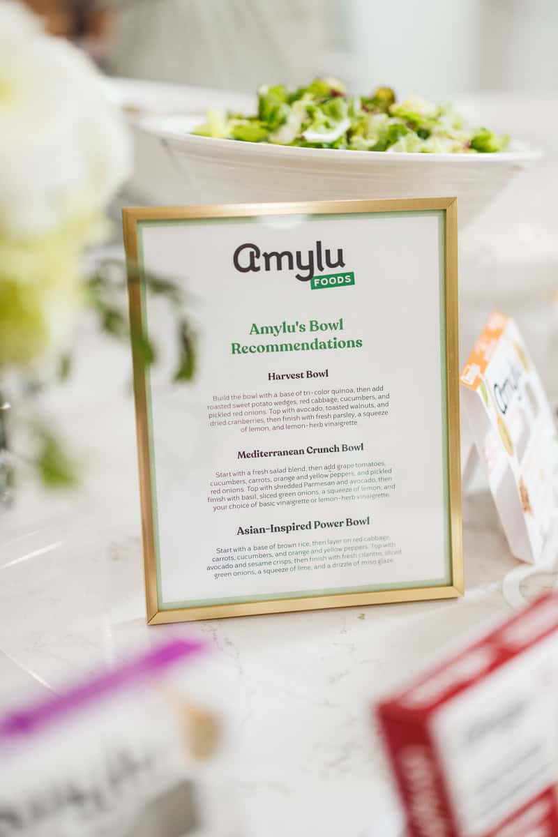 an amylu foods menu.