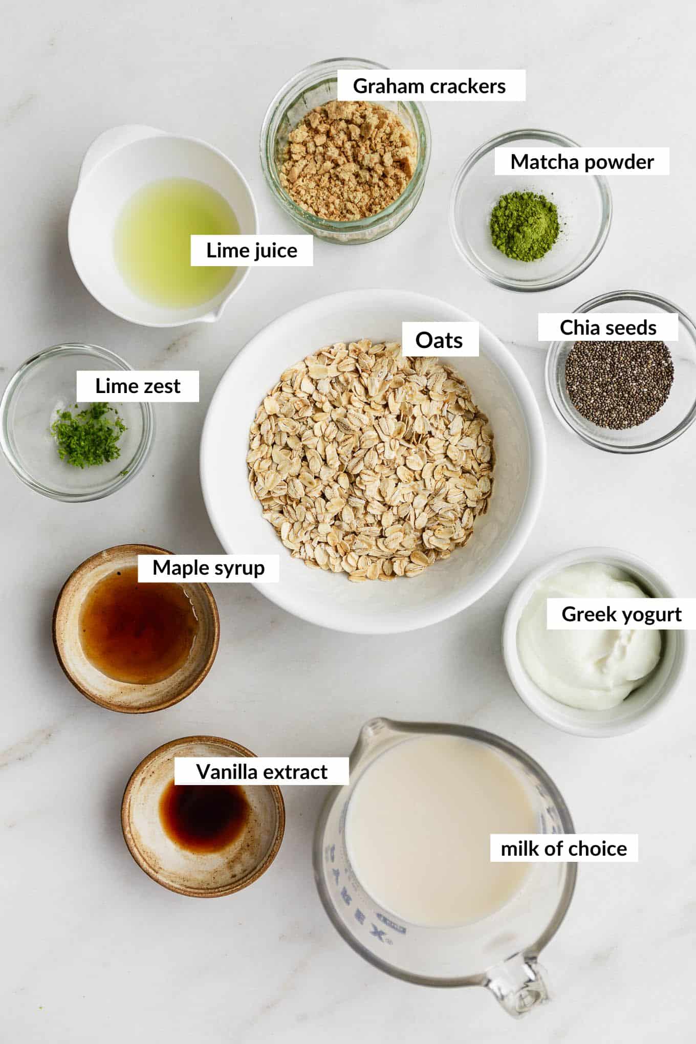 Ingredients to make key lime pie overnight oats.