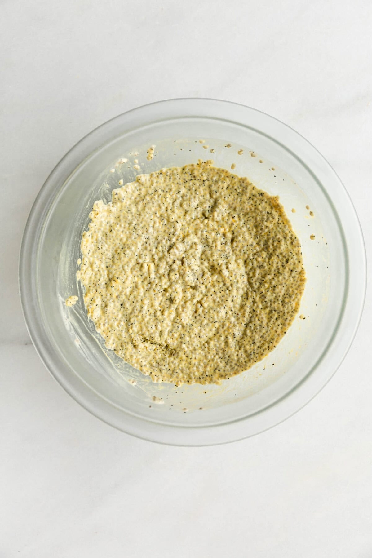 Bowl of chia seeds for passionfruit chia pudding